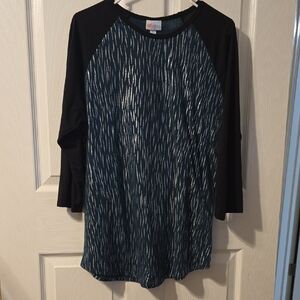 LuLaRoe Green and Black Top with Silver Accents